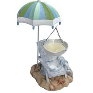 Yankee Candle Blue Green Stripe Beach Umbrella Chair Hanging‎ Tart Burner Warmer